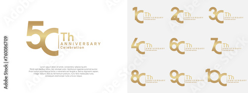 anniversary vector design set gold color for celebration day
