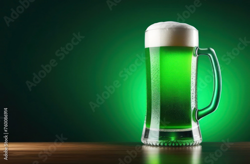 vibrant image of green beer with a dynamic pour, perfect for St. Patrick's Day