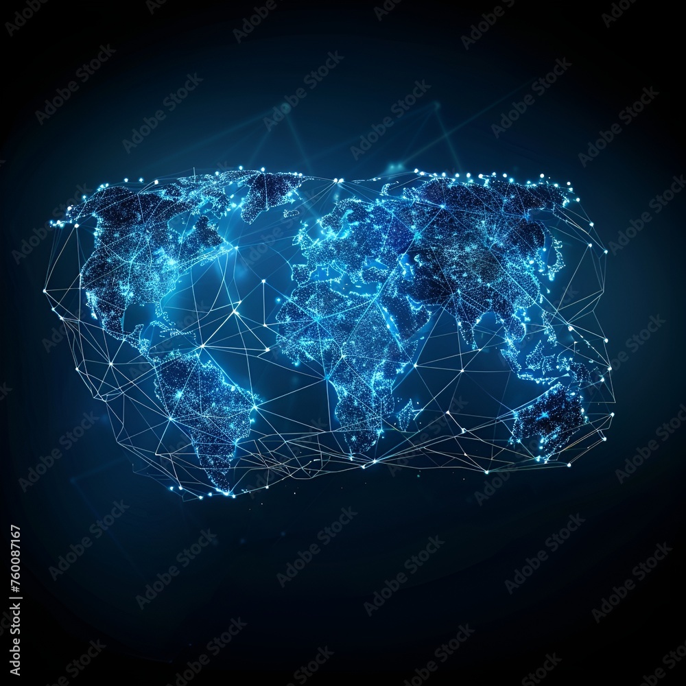 Abstract World Map - Global Network and Connectivity Concept