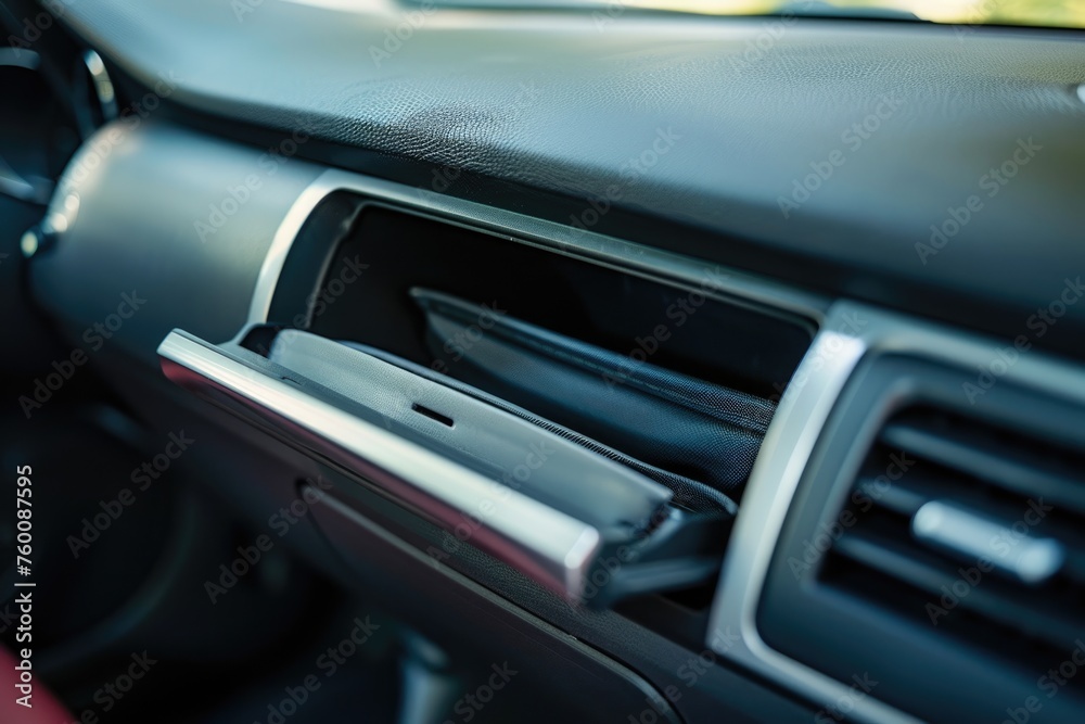 Car Glove Box in Bright Colors. Closed Compartment Design to Store Business Things in Auto. White Background