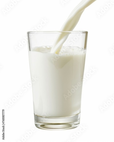 Clear Glass of Milk Isolated on White Background - Pure and Natural Dairy Beverage, Closeup Shot with Cold Refreshing Drink