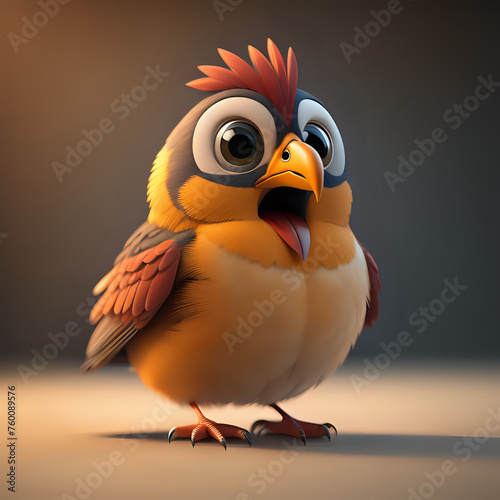 View of 3d animated cute cartoon bird - generated by ai