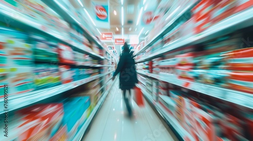 Person Walking Down Target Store Aisle