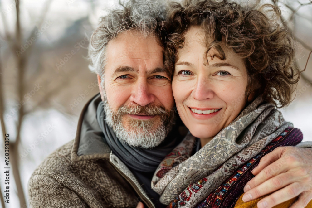 Cherish love's warmth with this beautiful portrait of a mature couple embracing Cherish love's warmth with this beautiful portrait of a mature couple embracing