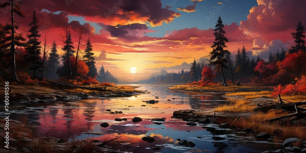 Autumn's Palette on Display Painting Nature's Canvas - Spectacular Sunsets Nature's Grand Finale in Mesmerizing Colors - Loving the Lakeside Capturing the Charm of Lakeside Calm 