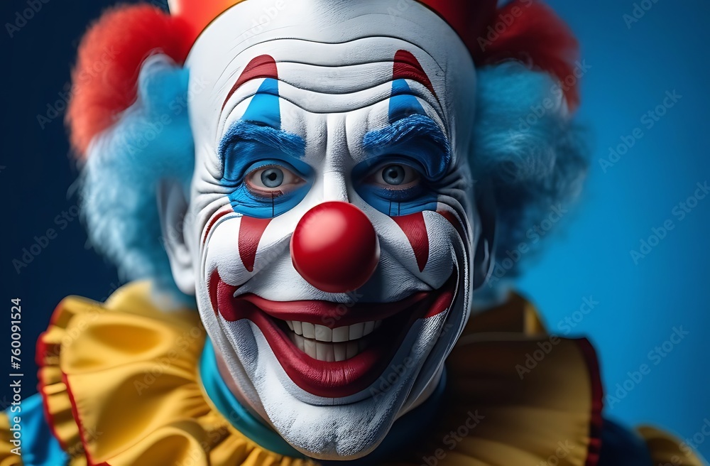portrait of a clown. Old clown on a blue background . April Fool's Day April 1st, space for text
portrait of a clown. Old clown on a blue background . April Fool's Day April 1st, space for text