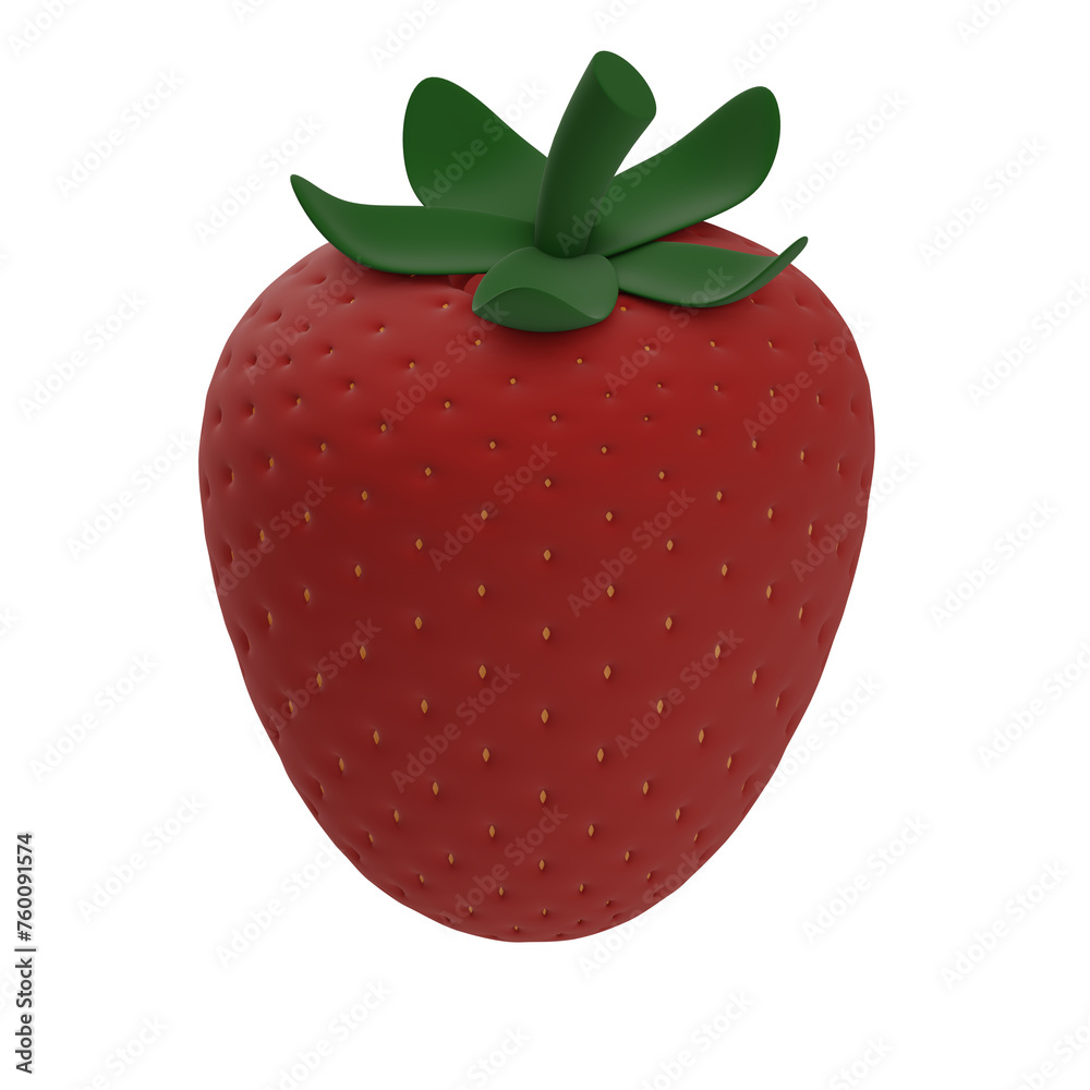 Obraz premium Fresh strawberry 3d rendered icon isolated on the transparent background