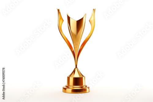 golden trophy cup on white background. 3d render illustration.