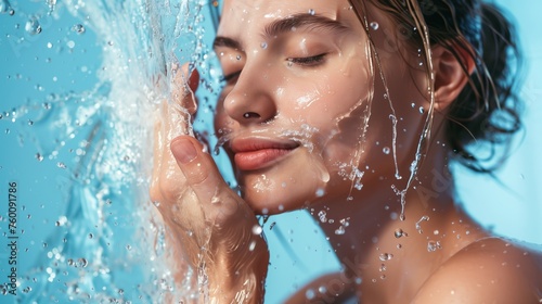 Woman Showering in Water
