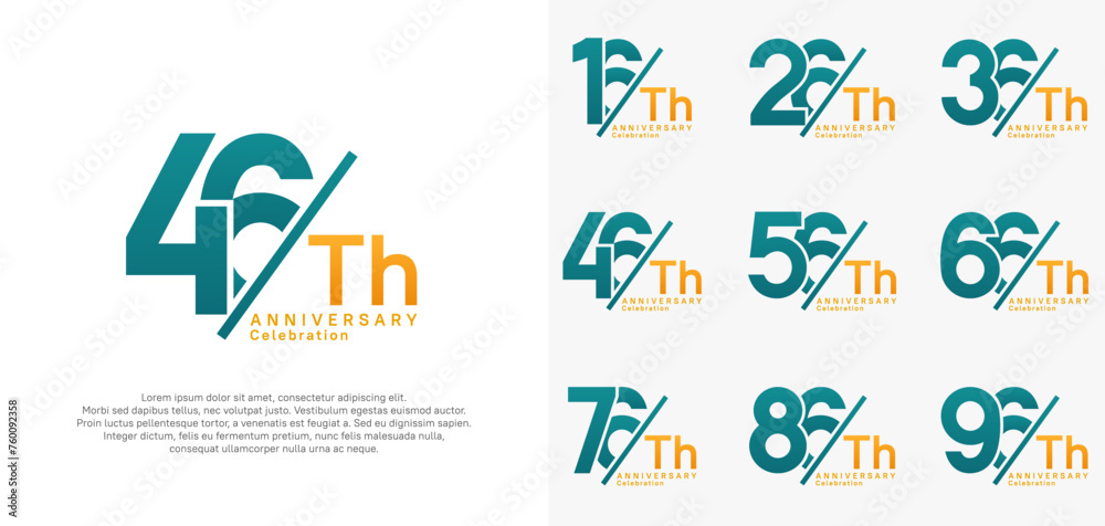 anniversary logo style vector set with slash blue and orange color can be use for celebration anniversary logo style vector set with slash blue and orange color can be use for celebration