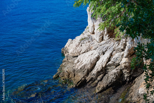 View of the beautiful Adriatic Sea, staircase to the sea.