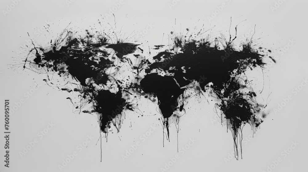 World map background. Grunge background. Abstract emotional art. Modern design element
