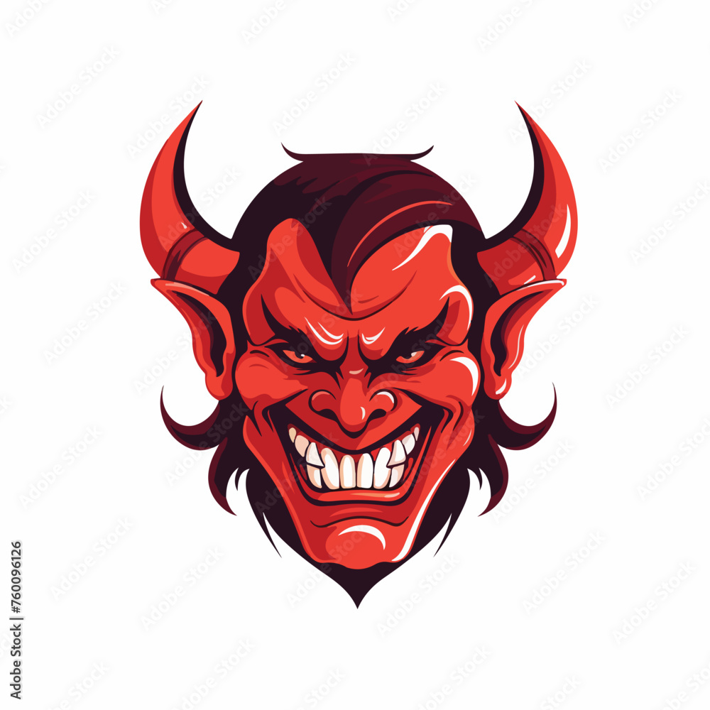 Smiling devil face. Vector illustration. All in a s