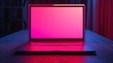 A sleek and stylish laptop stands out against a mesmerizing red background light, symbolizing power and dynamics