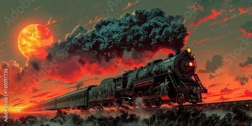 Steam Locomotive Painting on Train Track