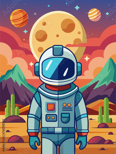 astronaut vector landscape background