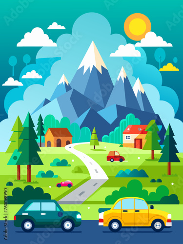 automotive vector landscape background © Design Adelsa