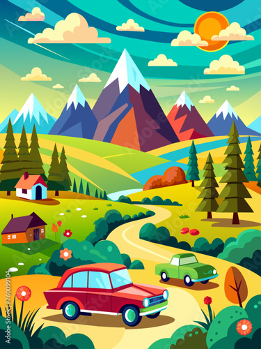 auto vector landscape background