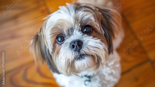 Attentive Shih Tzu Gazing Intently at Camera