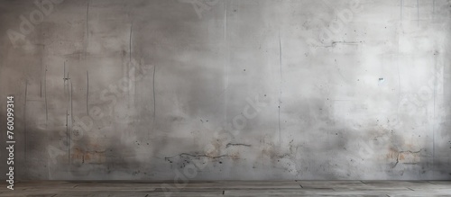 A room with a concrete wall and a wooden floor. The monochrome photography captures the contrast between the grey concrete and the warm wood tones