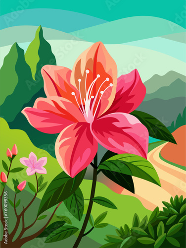 azalea vector landscape background