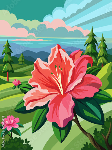 azalea vector landscape background
