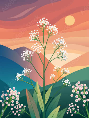 baby s breath vector landscape background