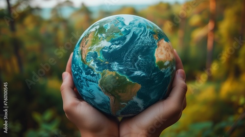 Celebrating Earth Day with Hands Holding the Globe