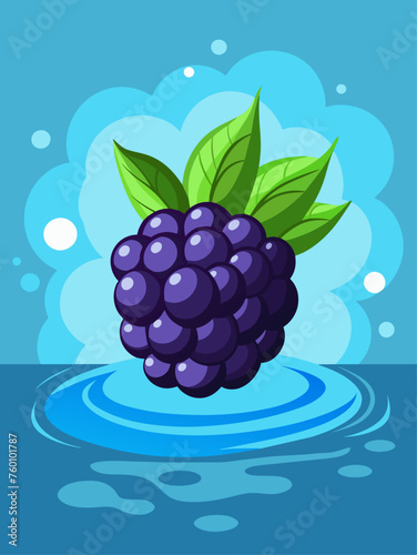 Crystal-clear water droplets glisten on a bed of ripe blackberries.