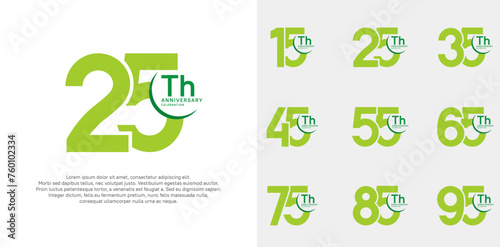 anniversary vector set with green color can be use for special day celebration