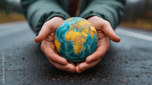 Hands Holding a Small Globe, Signifying Earth Day Commitment