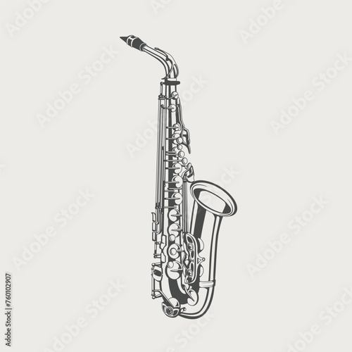hand drawn saxophone vector illustration