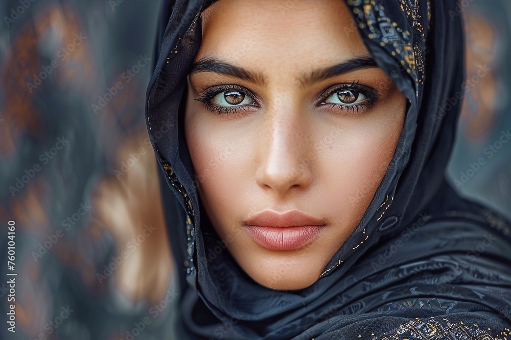 Portrait of a beautiful young woman with arabian headscarf