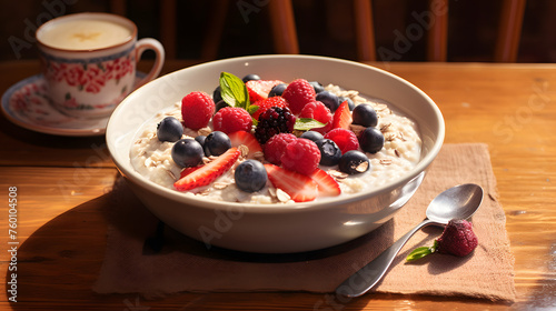 Oatmeal and coffee for breakfast
