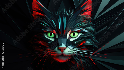 Neon cat: Abstract Digital Illustration