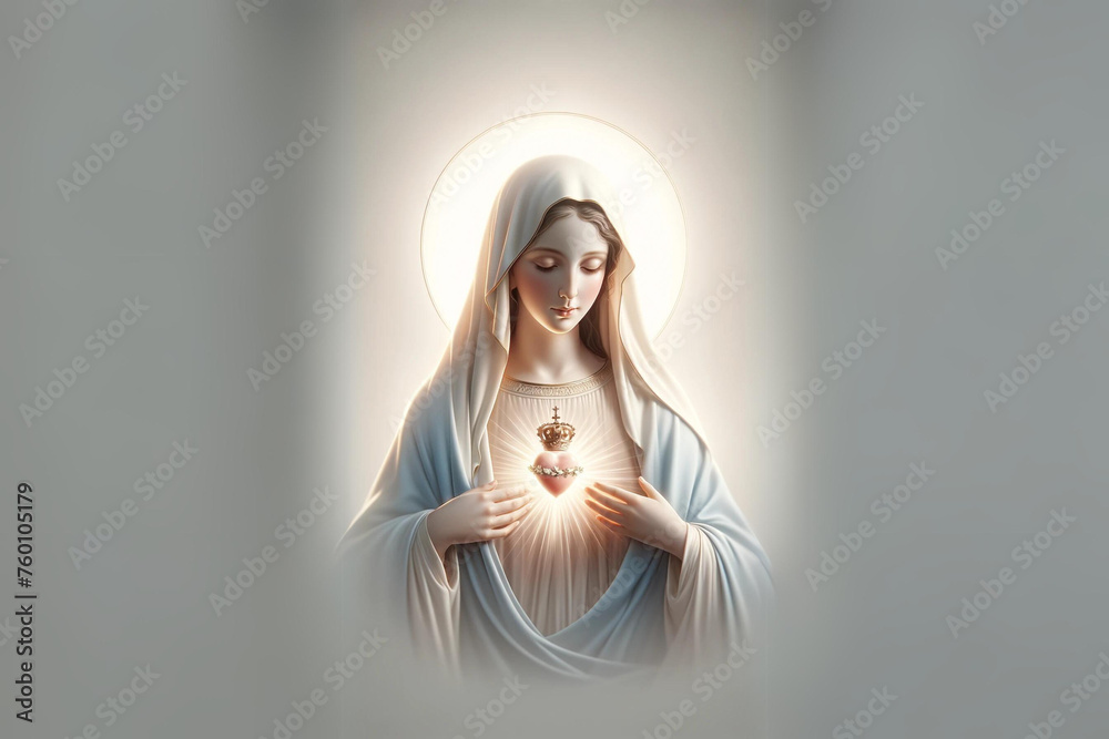 Sagrado Coração de Maria - Imaculado Coração de Maria - Nossa Senhora - Virgem Maria - obrazy, fototapety, plakaty 