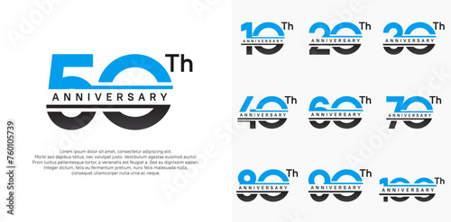 anniversary vector set design with black and blue color for celebration day