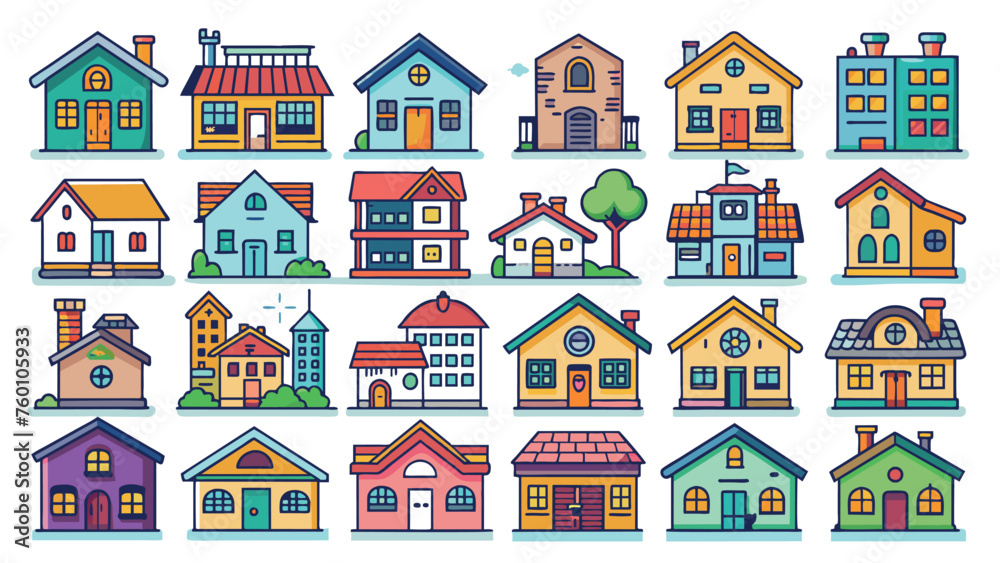 House Vector Home flat icon Building houses - Vector outline icon set House Vector Home flat icon Building houses - Vector outline icon set