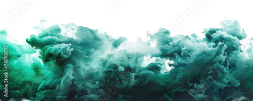 Dark green smoke isolated on transparent background. photo