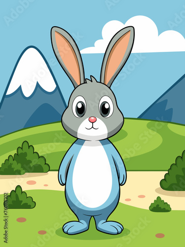 Adorable rabbit frolicking amidst a serene meadow.