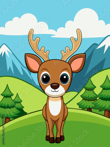 Cute deer in a peaceful landscape.