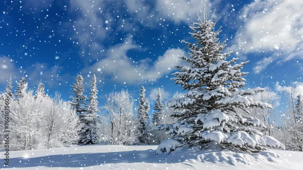 Christmas tree. Looped Christmas snow. Generative AI. Christmas tree. Looped Christmas snow. Generative AI.