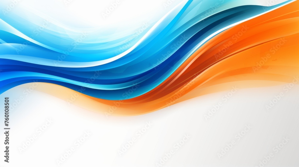 Naklejka premium An artistic abstract background featuring smooth waves in shades of blue and orange, symbolizing contrast and harmony