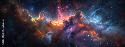 Vibrant cosmic scene with nebula and stars