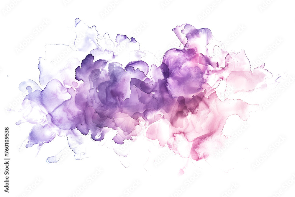 Pink and purple watercolor blooming effect on white background.