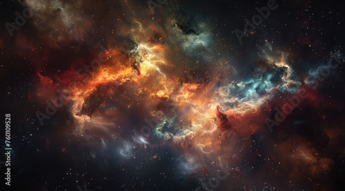 Colorful interstellar cloud of gas and dust