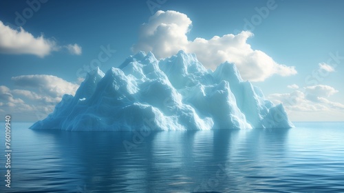 Melting Icebergs in Ocean on Sunny Day for Earth Day