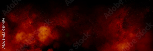 An abstract background header with red smoke and sparks on a black background.