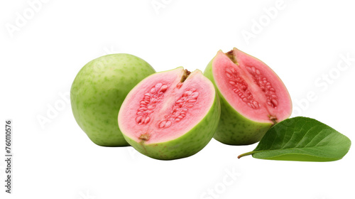 Lush green and pink fruits with vibrant leaves in a harmonious group