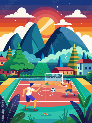 A futsal match in progress, captured in a landscape format, highlighting the dynamic action and intensity of the game.